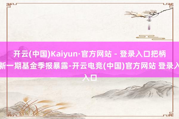 开云(中国)Kaiyun·官方网站 - 登录入口把柄最新一期基金季报暴露-开云电竞(中国)官方网站 登录入口