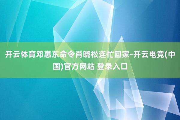 开云体育邓惠东命令肖晓松连忙回家-开云电竞(中国)官方网站 登录入口